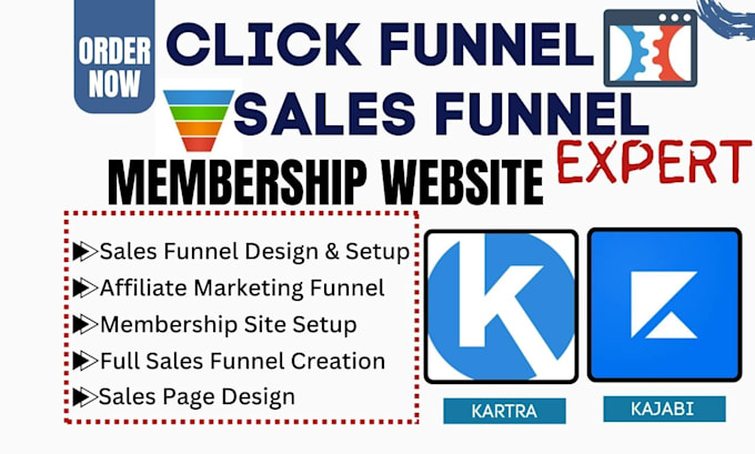 Gig Preview - Design sales funnel landing pages membership karta clickfunnels kajabi webina