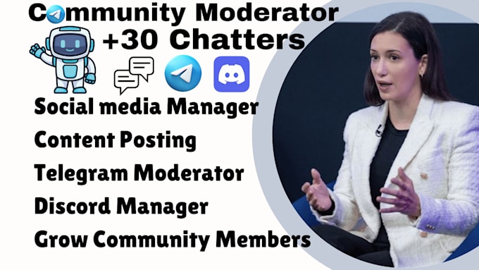 Bestseller - do social media content with 30 community chatters telegram manager or moderator