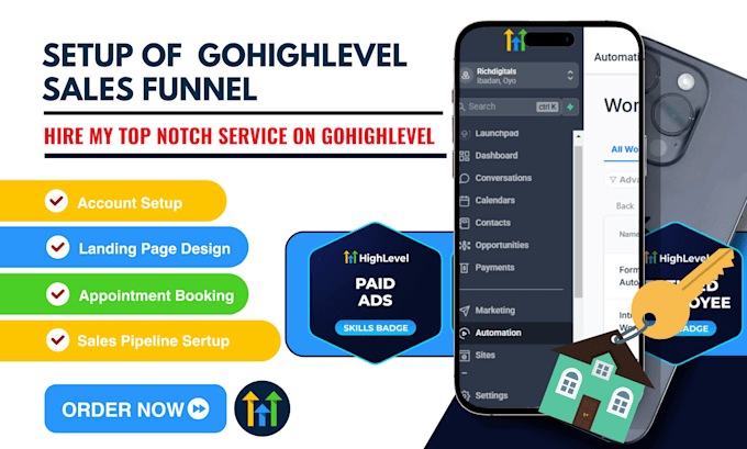 Gig Preview - Build gohighlevel sales funnel clickfunnels go high level landing page website