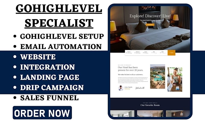 Gig Preview - Do gohighlevel landing page email automation website ghl sales funnel workflow