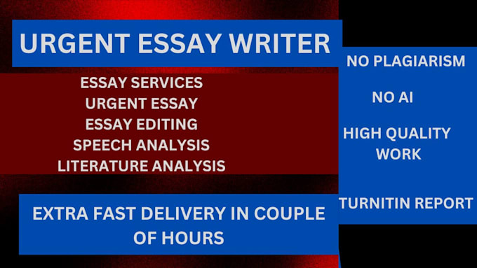 Gig Preview - Provide essay services, essay editing, urgent essay and speech analysis