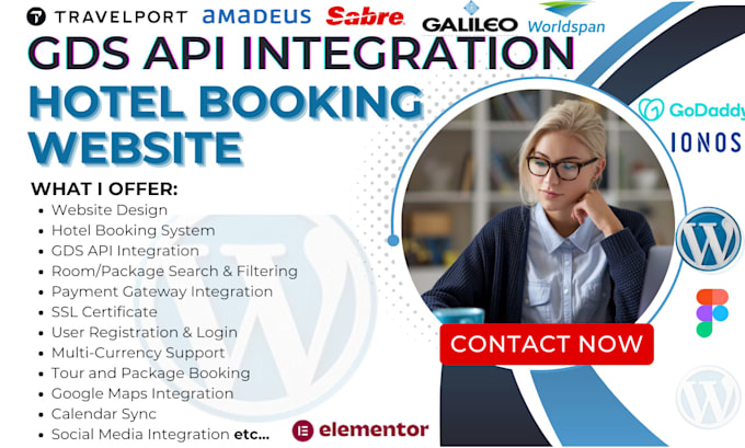 Gig Preview - Build gds api integration travel agency website hotel booking website vacation