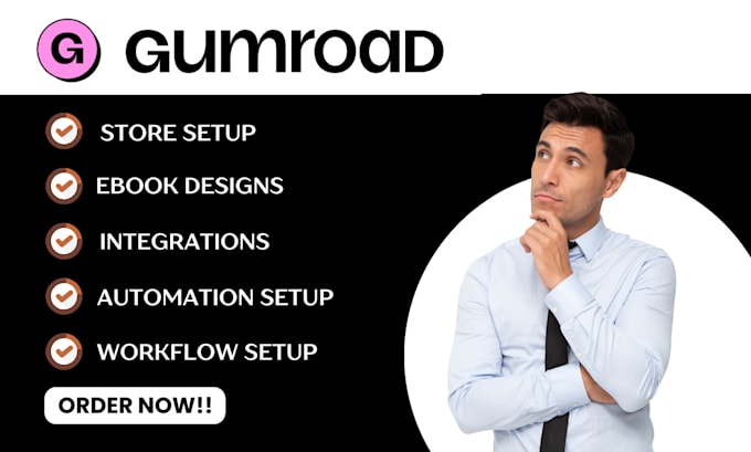 Gig Preview - Set up gumroad shop, ebook design, digital products design, workflow integration