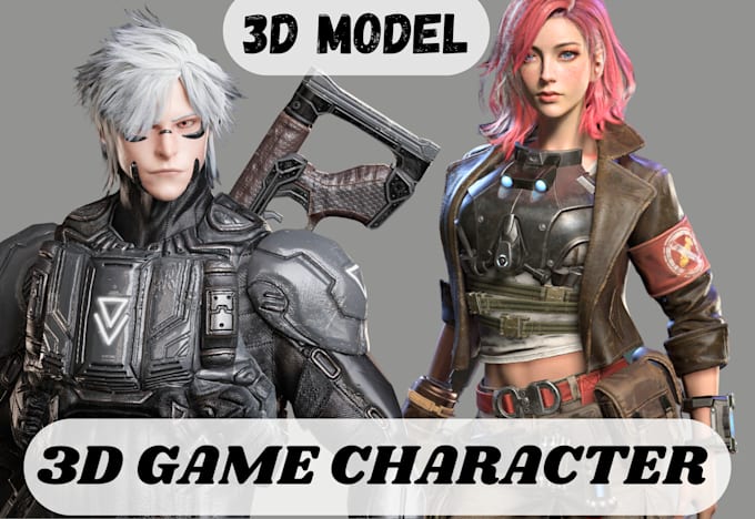 Gig Preview - Create realistic 3d model 3d game character cartoon character design 3d rigging