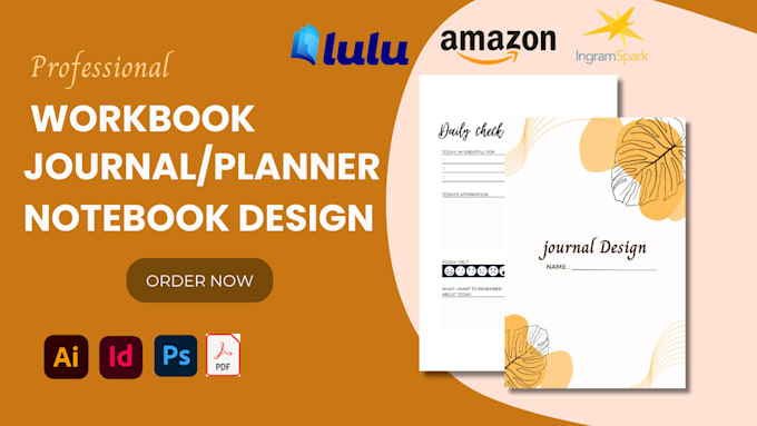 Gig Preview - Design amazon journal notebook workbook digital planner prayer journal worksheet