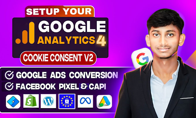 Bestseller - fix, setup ga4, google ads conversion tracking, fb pixel, cookie consent v2, gtm