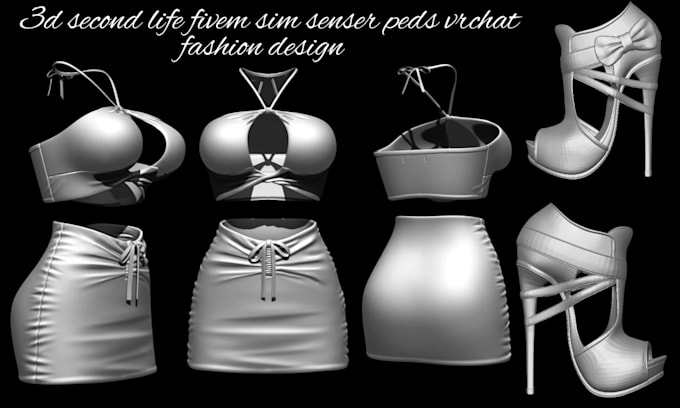 Gig Preview - Do 3d cloth for second life mesh vrchat sansar peds sims fivem fashion design