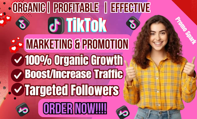 Gig Preview - Grow, promote your tiktok organically tiktok shop virtual assistant tiktok ads