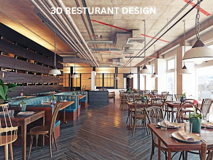 Gig Preview - Design a 3d stunning restaurant,pizza or café interior with 3d rendering