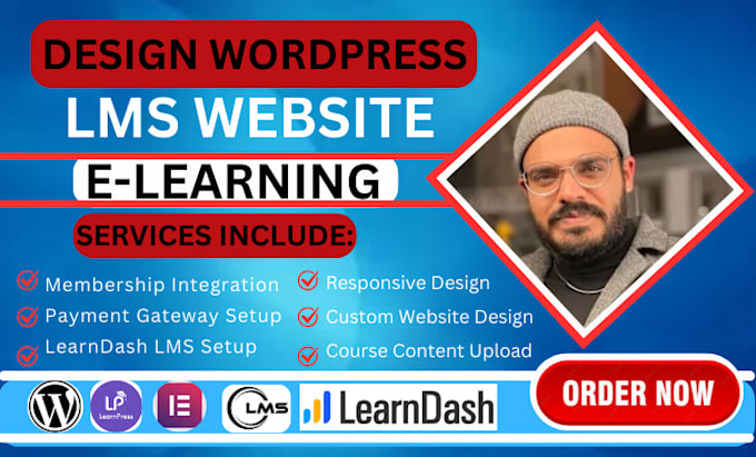 Gig Preview - Build wordpress elearning lms website with learndash, learnpress