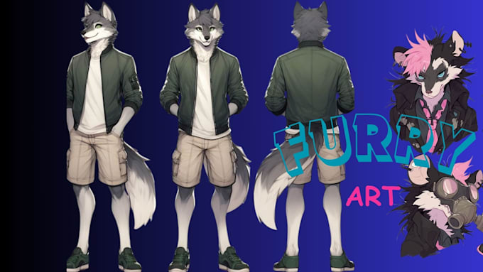 Gig Preview - Draw fursona furry character, ref sheet avatar, anime nsfw art style anthro art