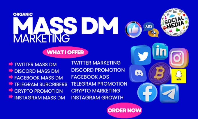 Bestseller - mass dm, discord mass dm, telegram subscribers, twitter marketing, instagram dms