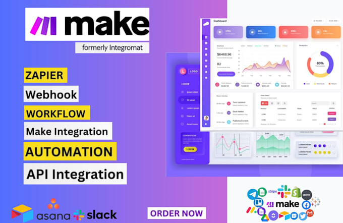 Gig Preview - Setup make com automation make com api made com integromat zoho flow zapier