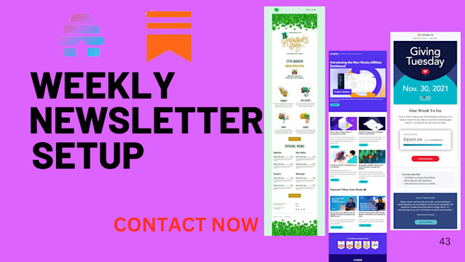 Bestseller - setup weekly newsletter on canva substack beehiiv mailerlite monthly newsletter