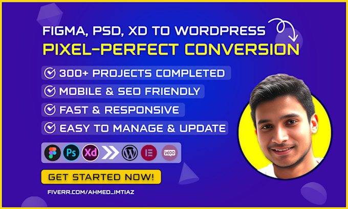 Gig Preview - Convert figma, PSD, adobe xd to elementor wordpress website