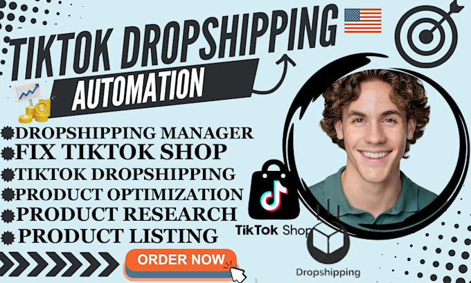 Gig Preview - Setup tiktok shop dropshipping, product listing, research and automation