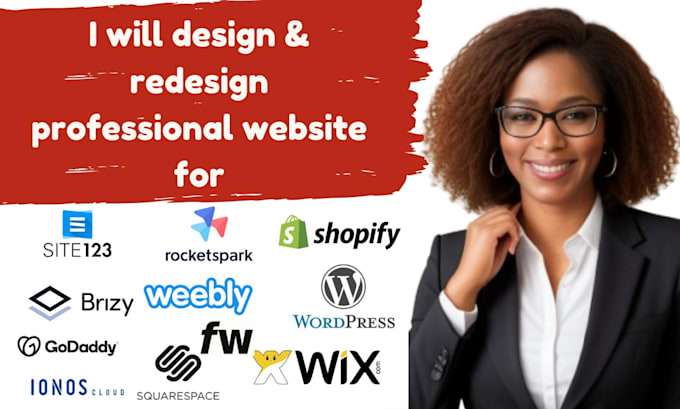 Gig Preview - Design a professional website on squarespace wix wordpress shopify godaddy ionos