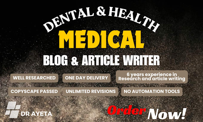 Gig Preview - Write dental research, case study, systematic review and articles