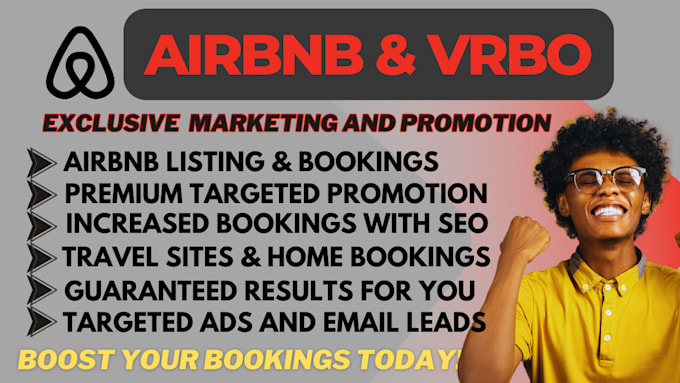 Gig Preview - Do airbnb promotion vrbo marketing booking  and listing to boost bookings seo