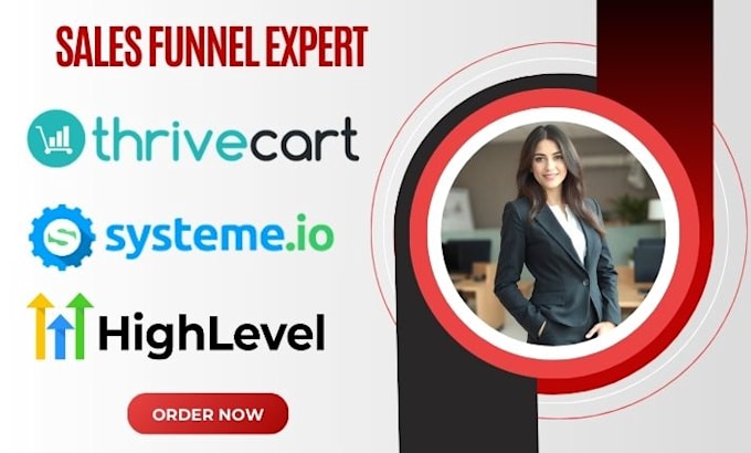 Gig Preview - Build sales funnel  on thrivecart gohighlevel systeme io