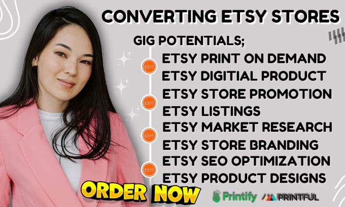 Gig Preview - Do etsy print on demand etsy digital products etsy listings etsy shop etsy seo