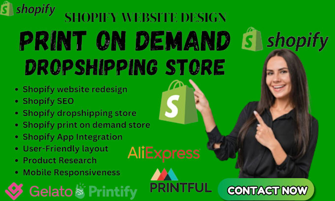 Bestseller - design eye catching shopify print on demand store, shopify website