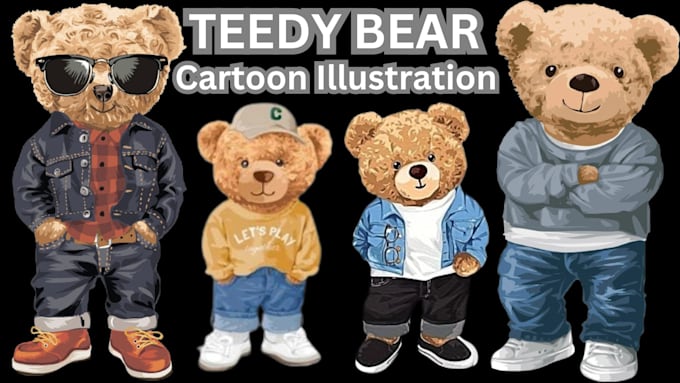 Bestseller - draw teddy bear cartoon character and mascot logo design for your brand