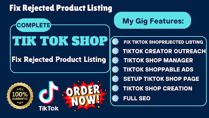 Gig Preview - Fix tiktok shop setup dropshipping approve listings management virtual assistant