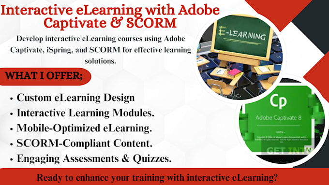 Gig Preview - Create interactive elearning course using adobe captivate, ispring, scorm