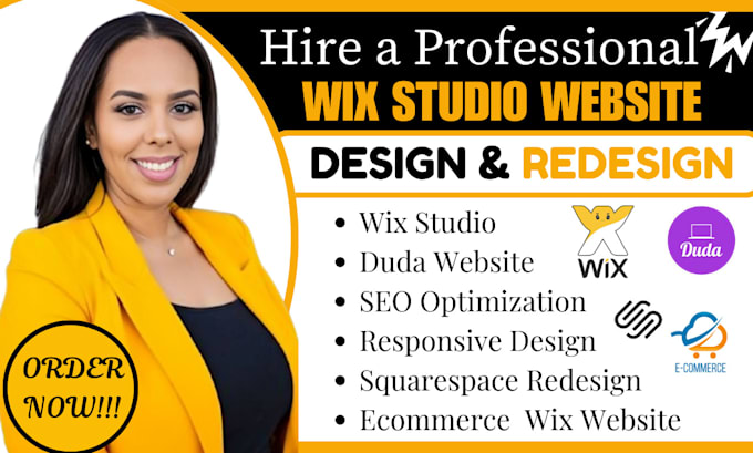 Gig Preview - Design wix studio, ecommerce wix website, redesign squarespace, duda website SEO