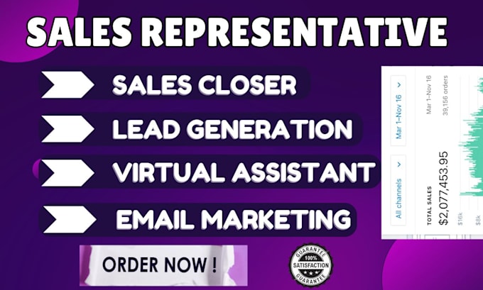 Bestseller - be your sales closer virtual assistant sales rep lead generation and b2b sales