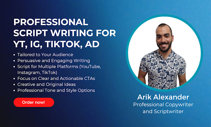 Gig Preview - Write compelling scripts for youtube, instagram, tiktok, or ad videos