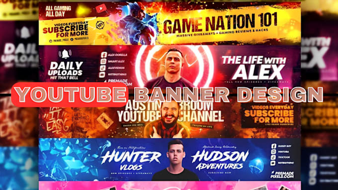 Gig Preview - Design a stunning youtube banner and logo