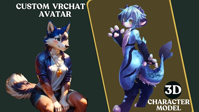 Gig Preview - Create vrchat avatar rigged custom 3d furry avatar anime vrchat character model