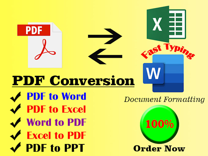 Gig Preview - Convert any extension file like PDF to word, excel, CSV