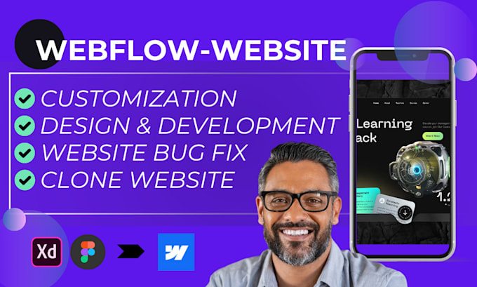 Gig Preview - Customize webflow design, develop, fix, clone figma webflow website design