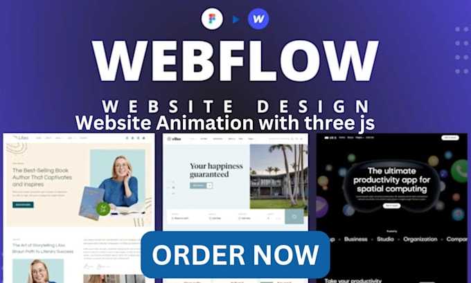 Gig Preview - Do animated webflow website with 3d interactions, spline 3js scrolling effects