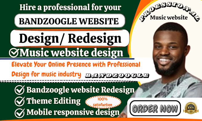 Gig Preview - Design bandzoogle website, redesign bandzoogle, setup bandzoogle store music SEO