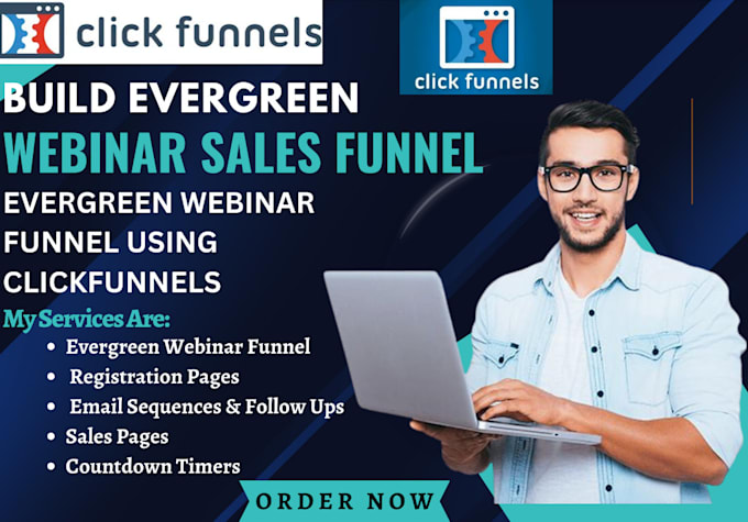 Gig Preview - Build evergreen webinar sales funnel evergreen webinar funnel using clickfunnels