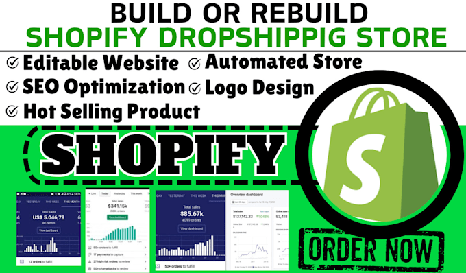 Gig Preview - Create automated shopify dropshipping store design redesign shopify store