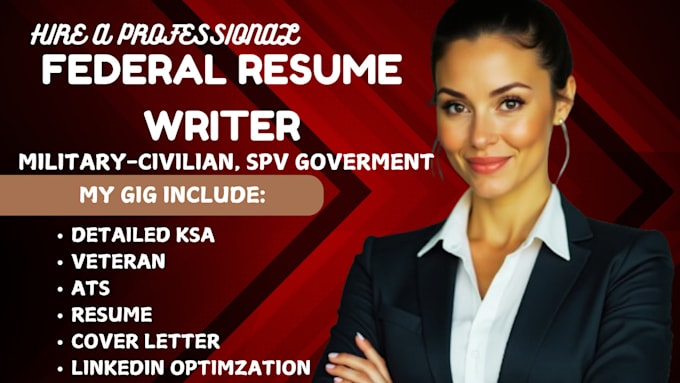 Gig Preview - Write military to civilian resume, cover letter expert, federal resume writing