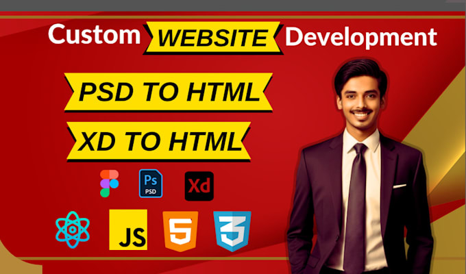 Bestseller - convert PSD PDF xd image sketch to HTML responsive website