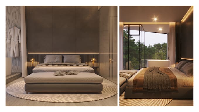 Gig Preview - Design and render a modern luxury bedroom in high quality