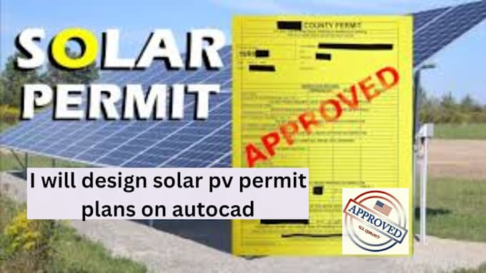 Gig Preview - Design solar pv permit plans on autocad