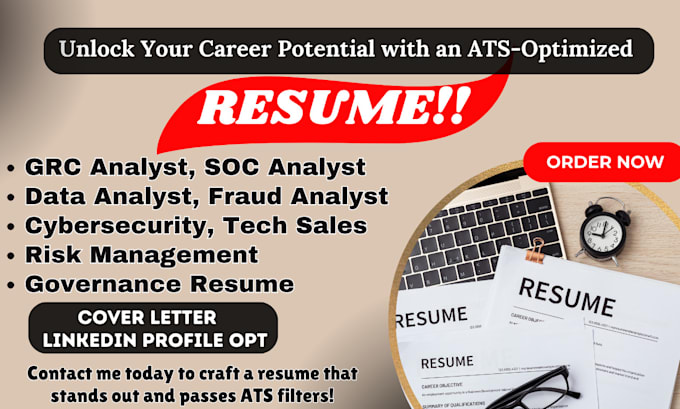 Gig Preview - Craft professional resumes for grc data analyst cybersecurity compliance role