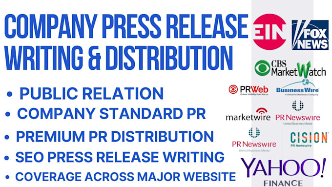 Gig Preview - Write company press release and company press release distribution submit pr