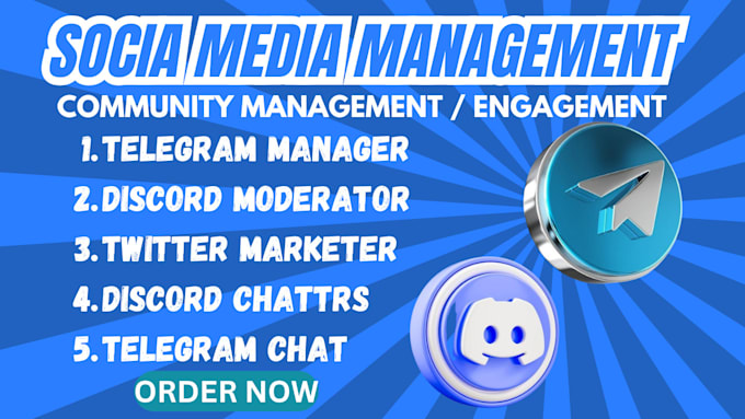 Bestseller - do telegram moderator discord chatters twitter marketing community manager admin