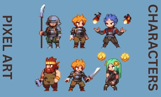 Gig Preview - Create 2d pixel art character design and animations, intro for video game assets