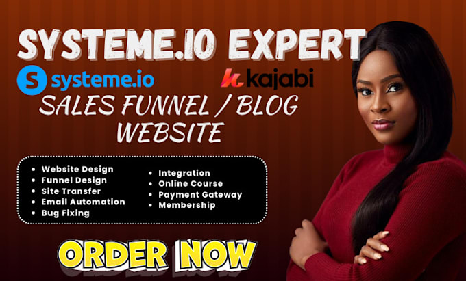 Gig Preview - Build systeme io sales funnel systeme io  blog  website  email automation