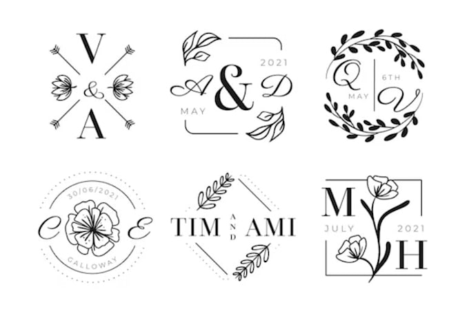 Gig Preview - Create attractive wedding monogram logo design for you